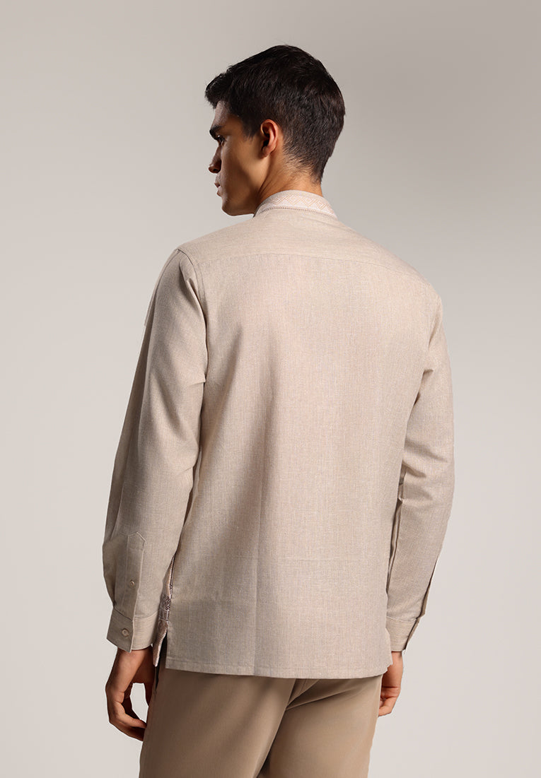 MOC Kemeja Koko Lengan Panjang Pria Oraif - Khaki