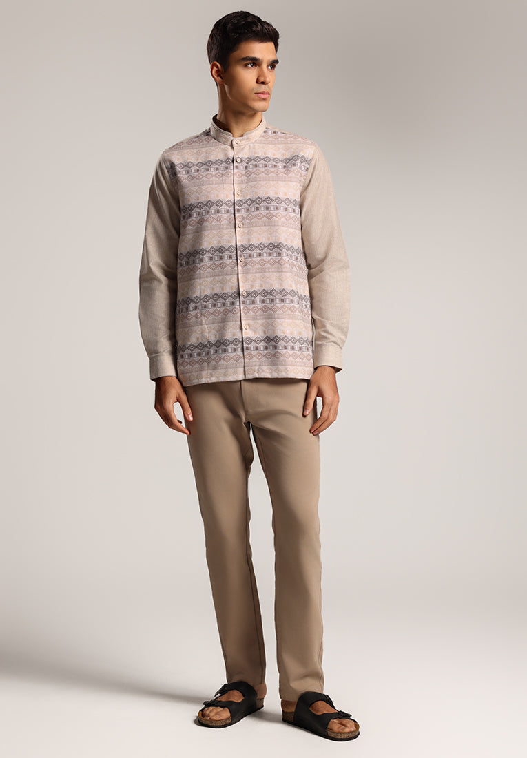 MOC Kemeja Koko Lengan Panjang Pria Oraif - Khaki