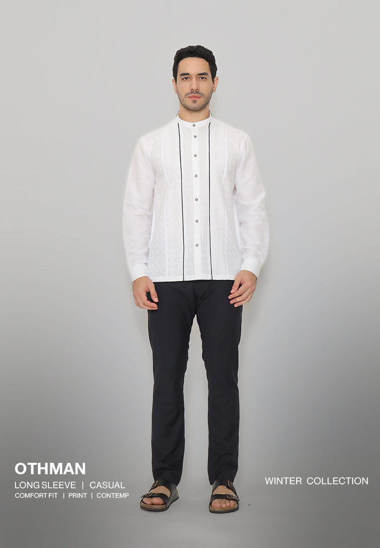MOC Kemeja Koko Lengan Panjang Pria Othman - White