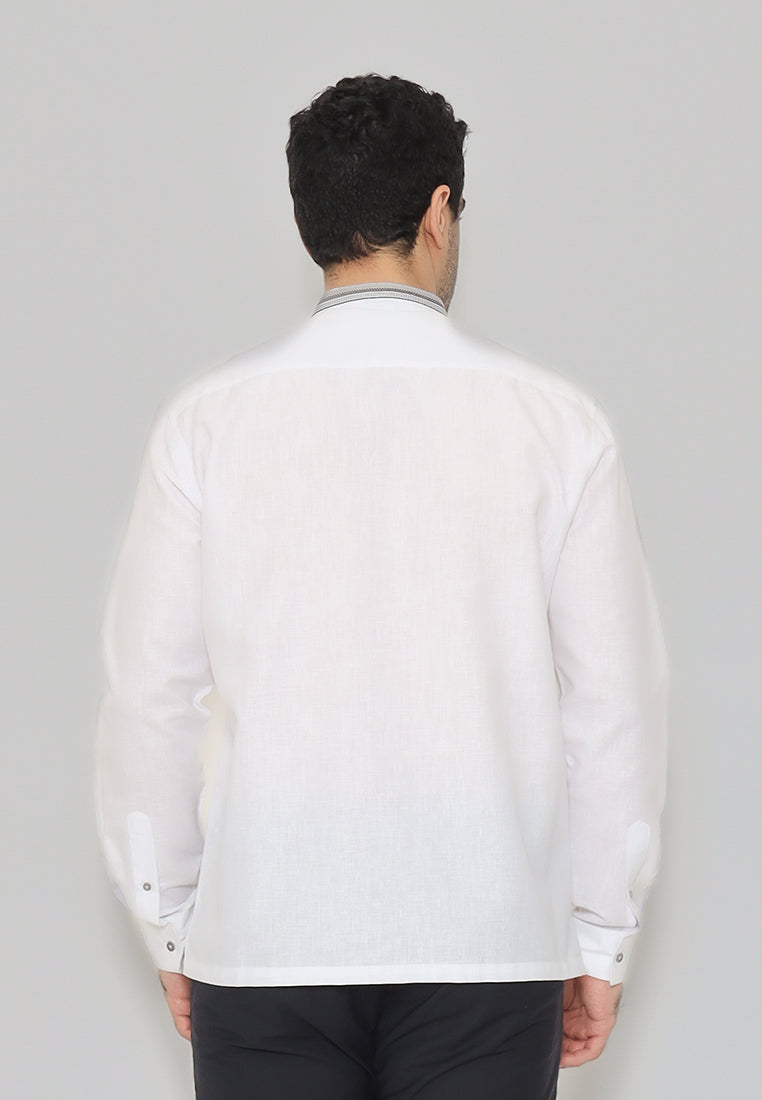 MOC Kemeja Koko Lengan Panjang Pria Othman - White