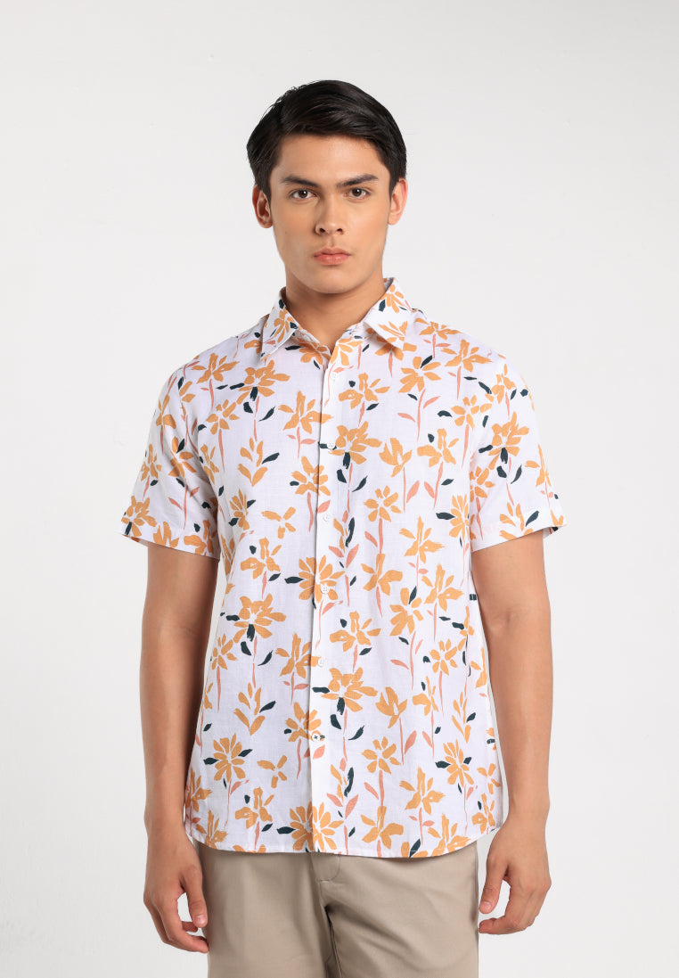 MOC - Kemeja Motif Lengan Pendek Pria Pietro - White