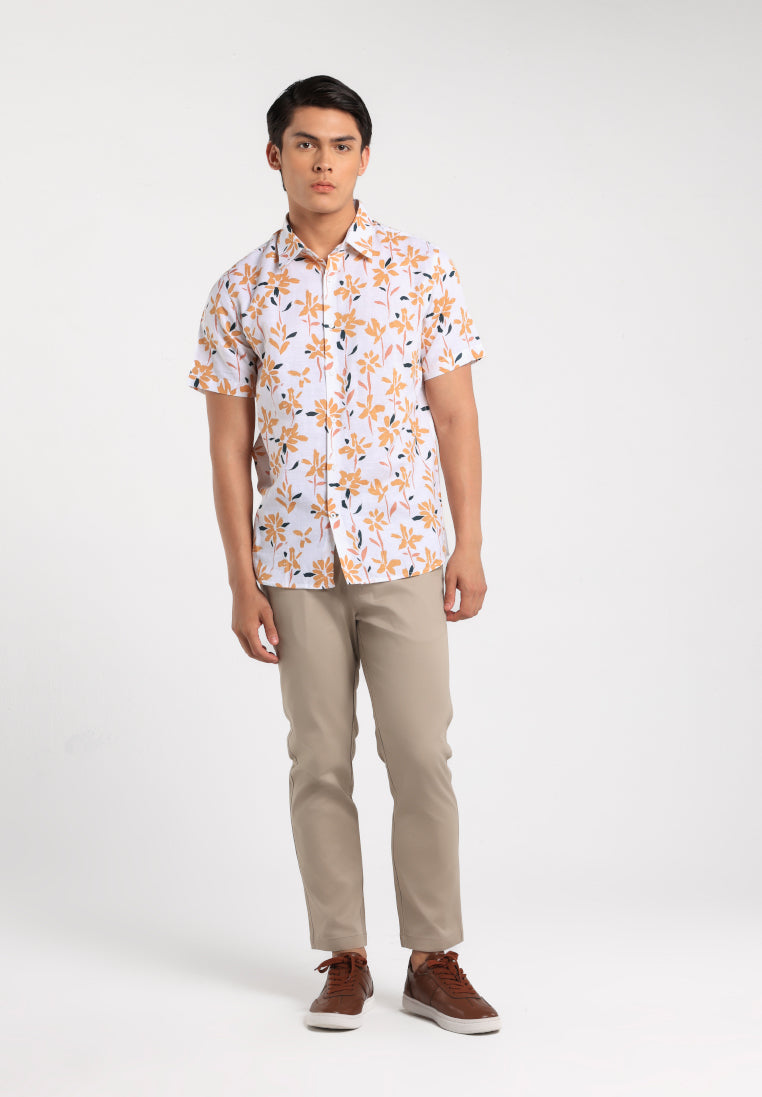MOC - Kemeja Motif Lengan Pendek Pria Pietro - White