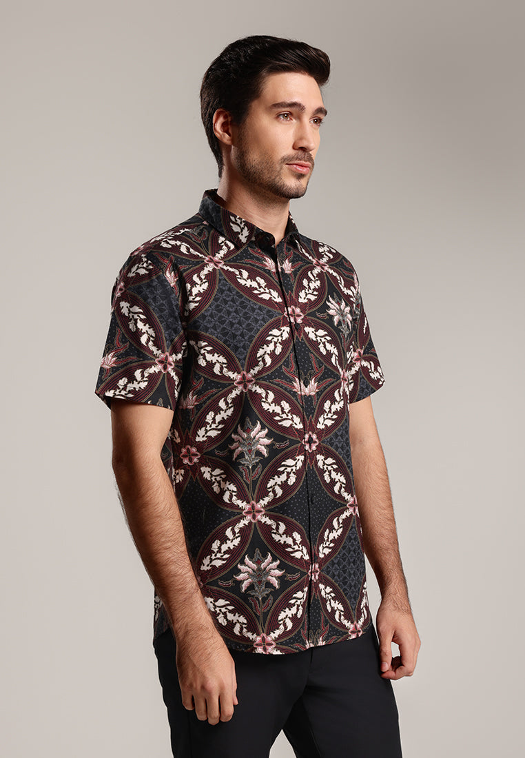 MOC - Kemeja Batik Pria Lengan Pendek Ragbani 2 - Maroon