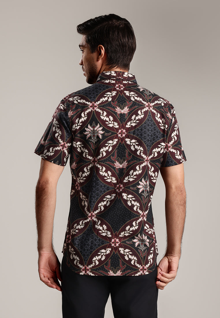 MOC - Kemeja Batik Pria Lengan Pendek Ragbani 2 - Maroon