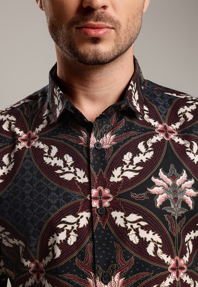 MOC - Kemeja Batik Pria Lengan Pendek Ragbani 2 - Maroon