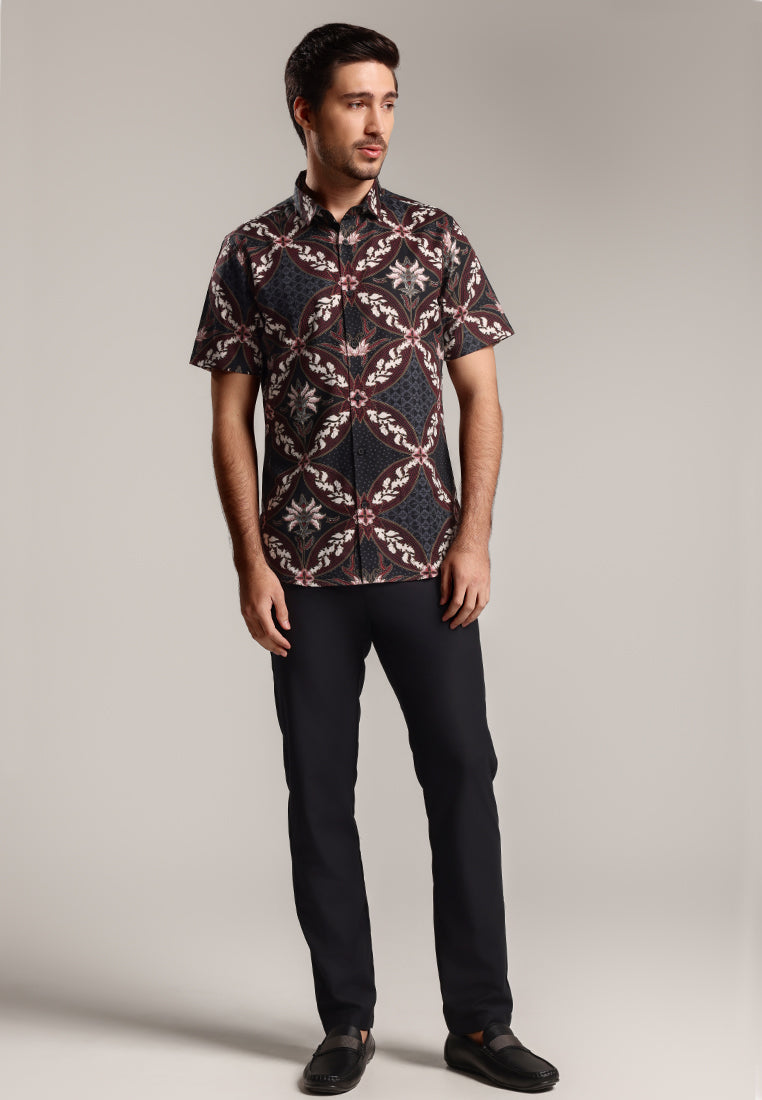 MOC - Kemeja Batik Pria Lengan Pendek Ragbani 2 - Maroon