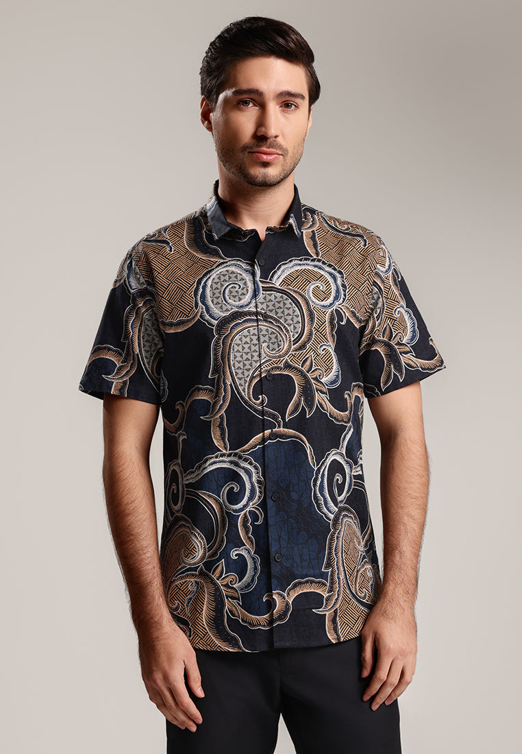MOC - Kemeja Batik Pria Lengan Pendek Ragbani 4 - Black