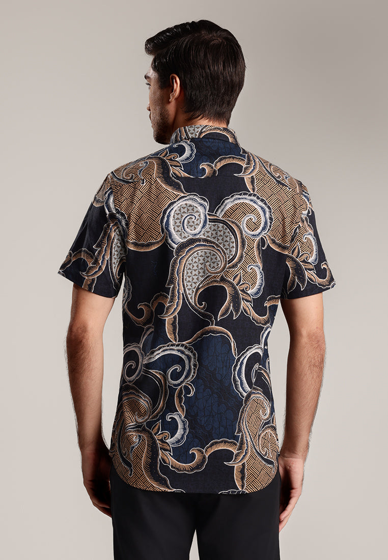 MOC - Kemeja Batik Pria Lengan Pendek Ragbani 4 - Black