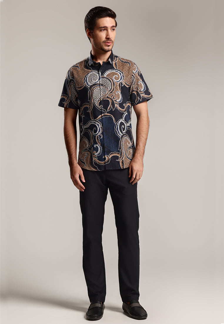 MOC - Kemeja Batik Pria Lengan Pendek Ragbani 4 - Black