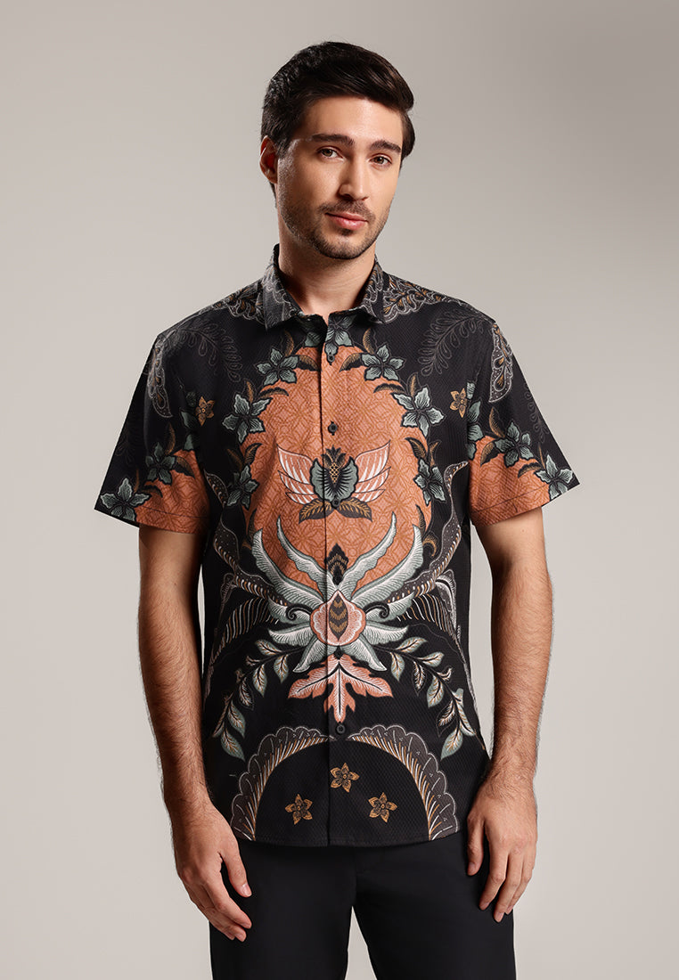 MOC - Kemeja Batik Pria Lengan Pendek Ratkhasiama - Black