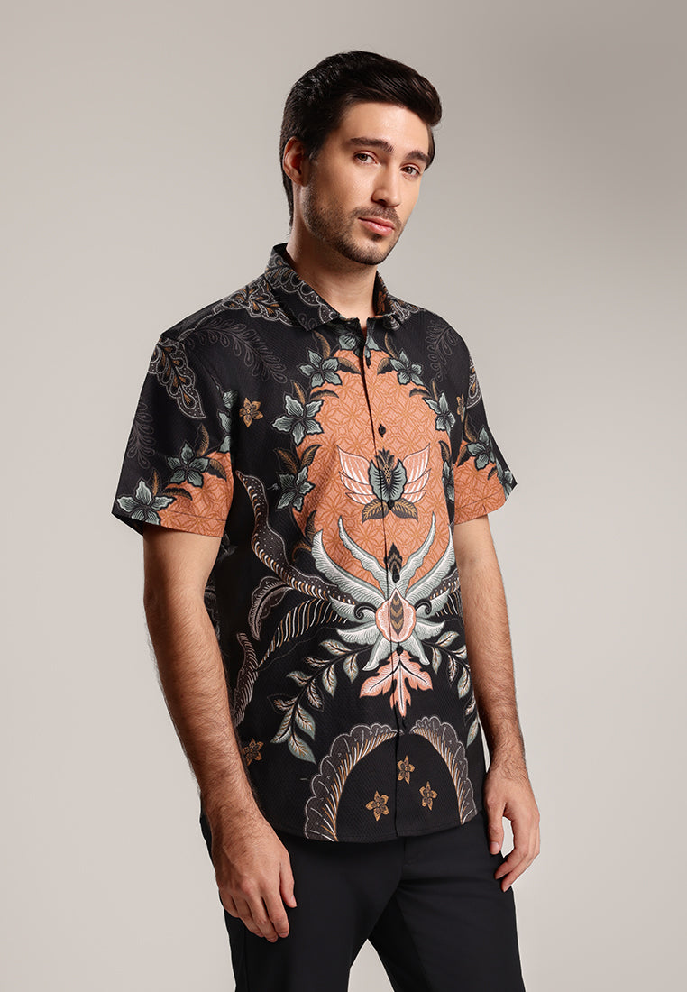 MOC - Kemeja Batik Pria Lengan Pendek Ratkhasiama - Black
