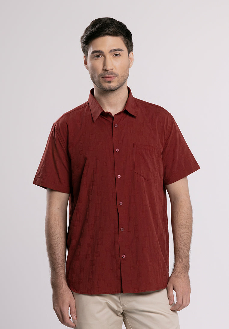 MOC - Kemeja Lengan Pendek Riley - Maroon