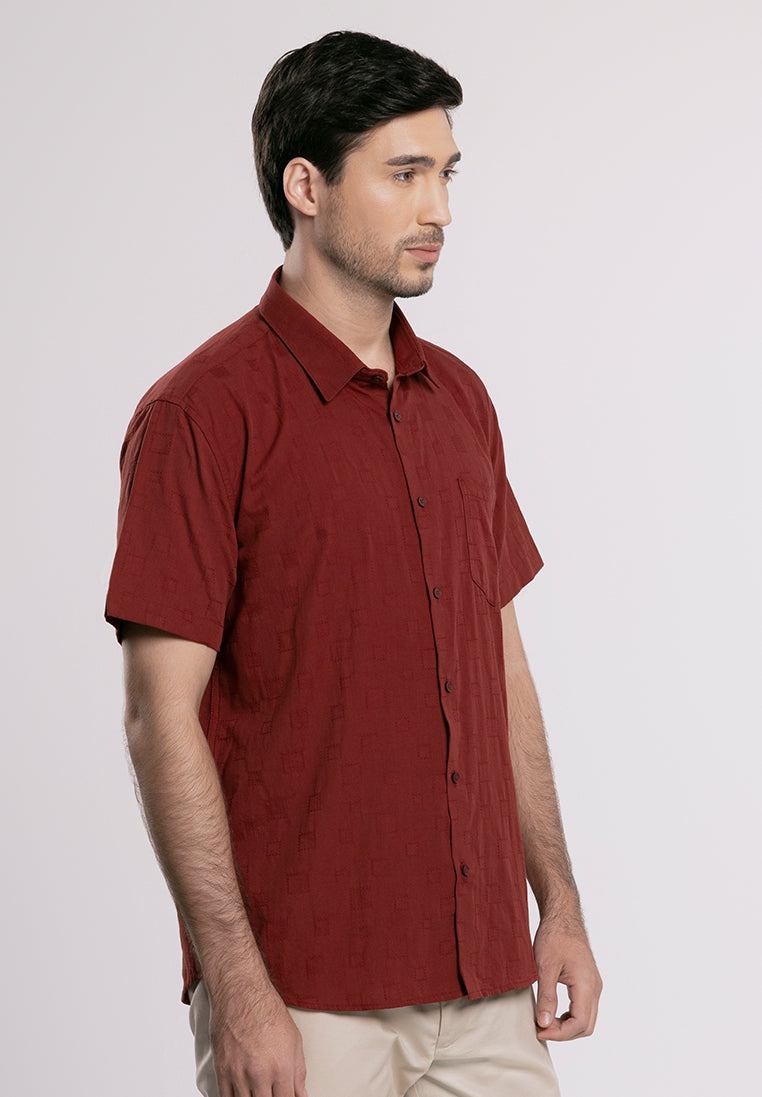 MOC - Kemeja Lengan Pendek Riley - Maroon