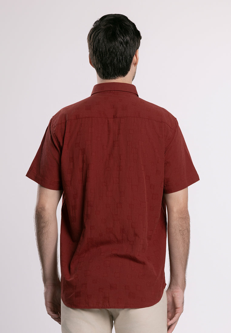 MOC - Kemeja Lengan Pendek Riley - Maroon