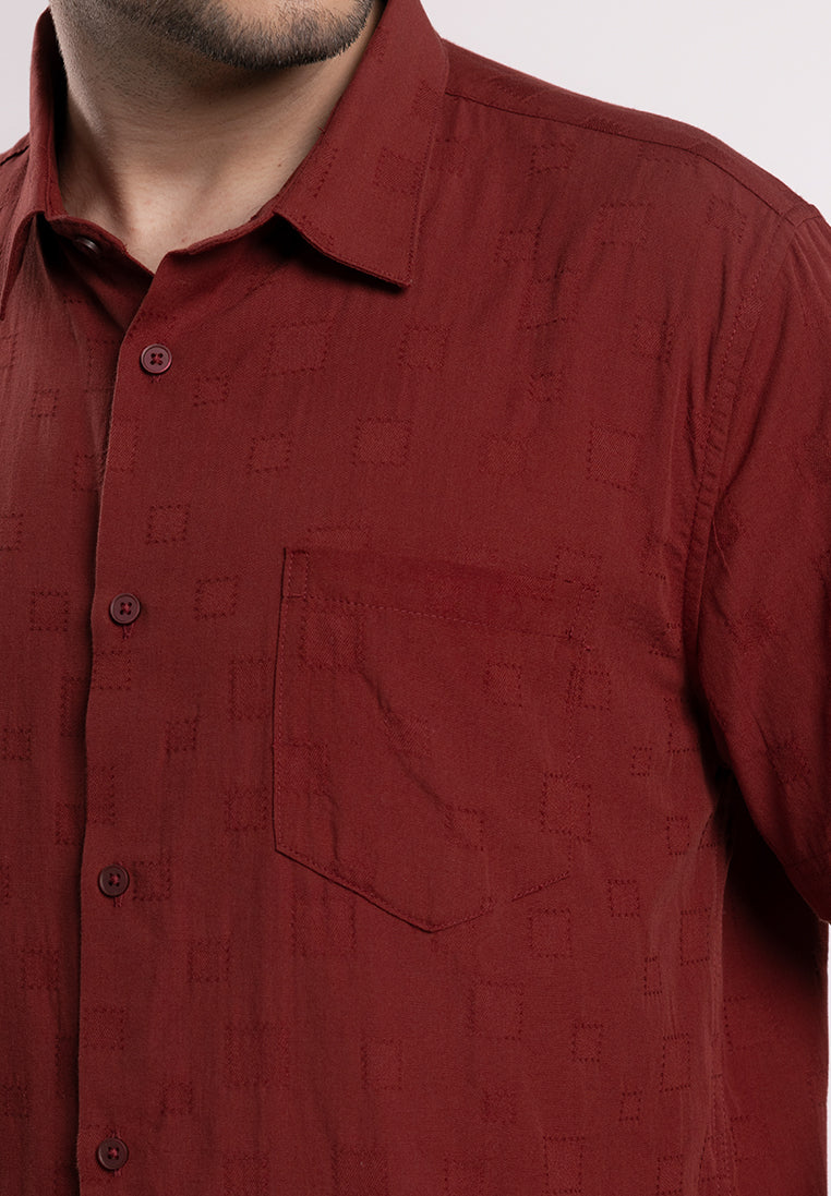MOC - Kemeja Lengan Pendek Riley - Maroon