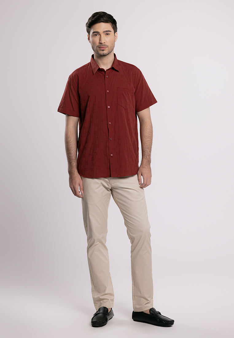 MOC - Kemeja Lengan Pendek Riley - Maroon