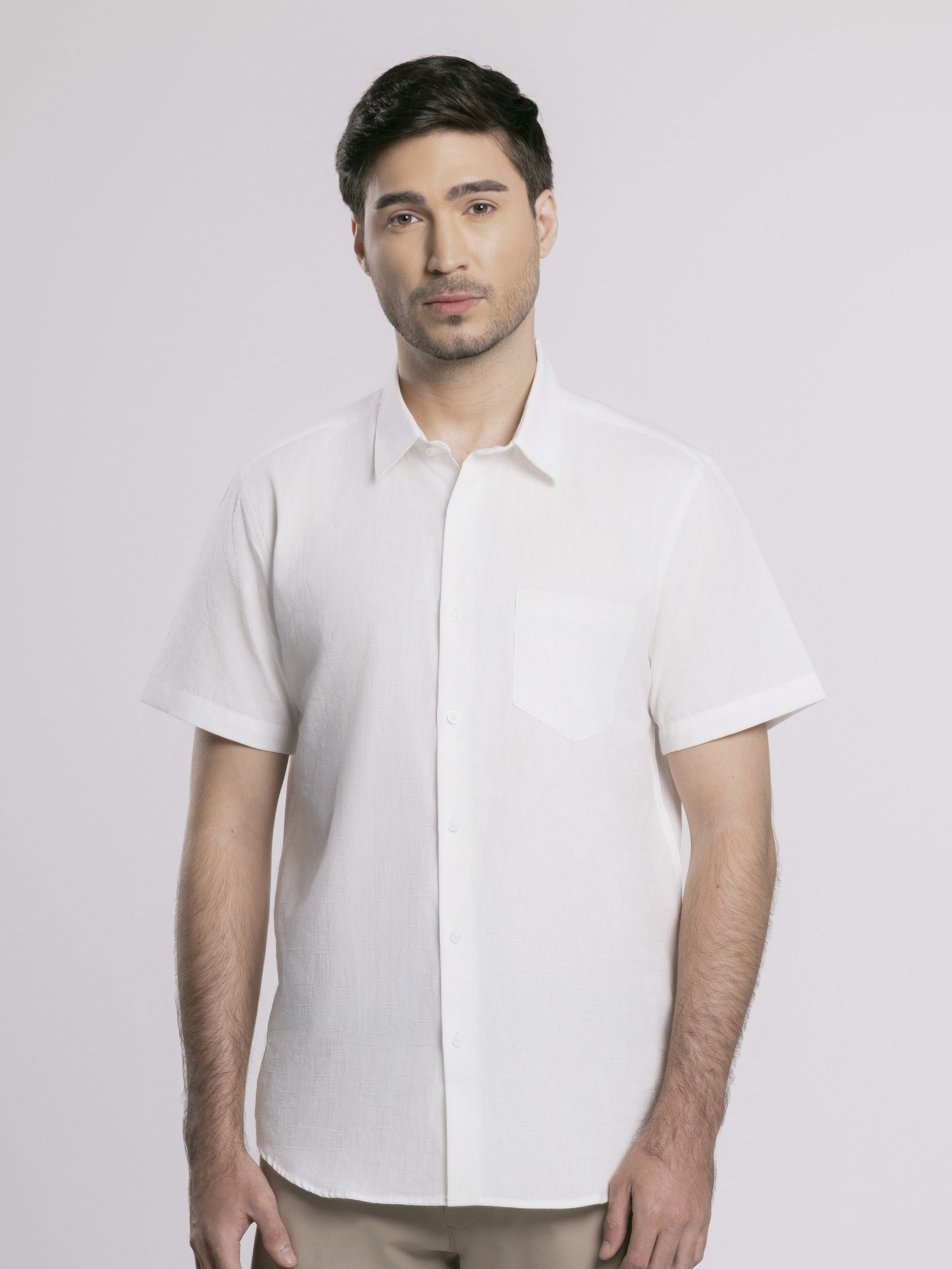 MOC - Kemeja Lengan Pendek Pria Riley - White
