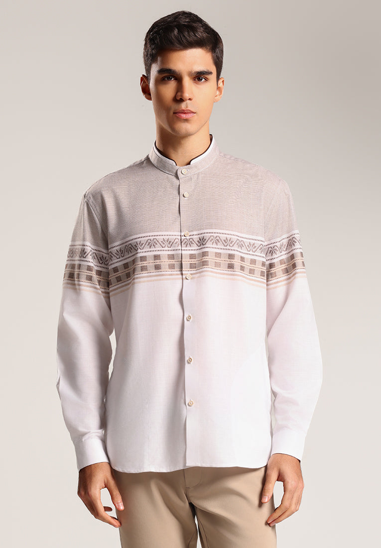 MOC - Kemeja Koko Lengan Panjang Pria Shaokan - White