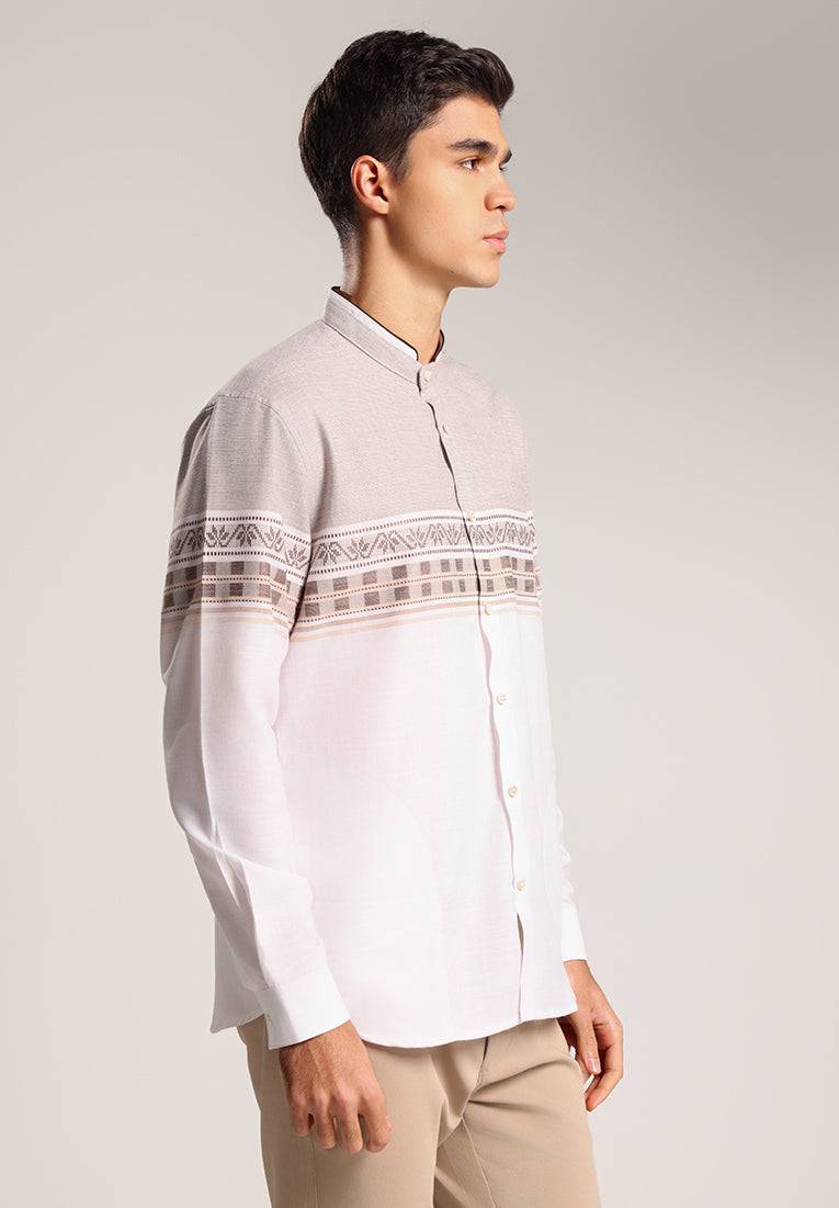 MOC - Kemeja Koko Lengan Panjang Pria Shaokan - White