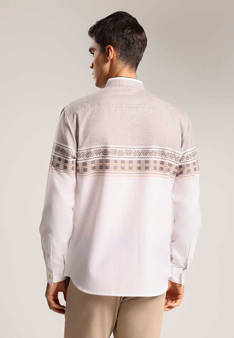 MOC - Kemeja Koko Lengan Panjang Pria Shaokan - White