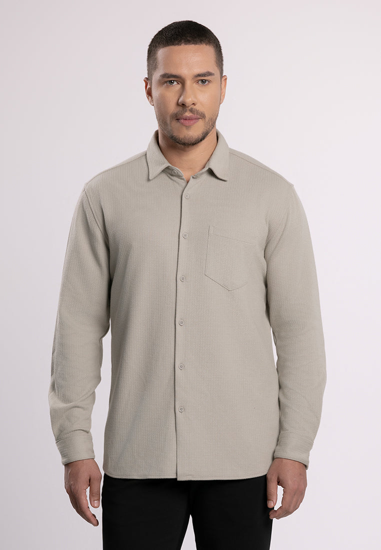 MOC - Kemeja Polos Pria Lengan Panjang Skye - Light Green