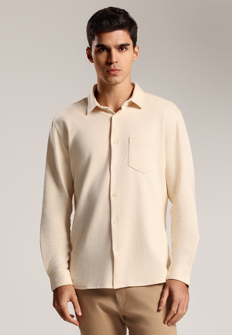 MOC - Kemeja Polos Pria Lengan Panjang Skye - Khaki