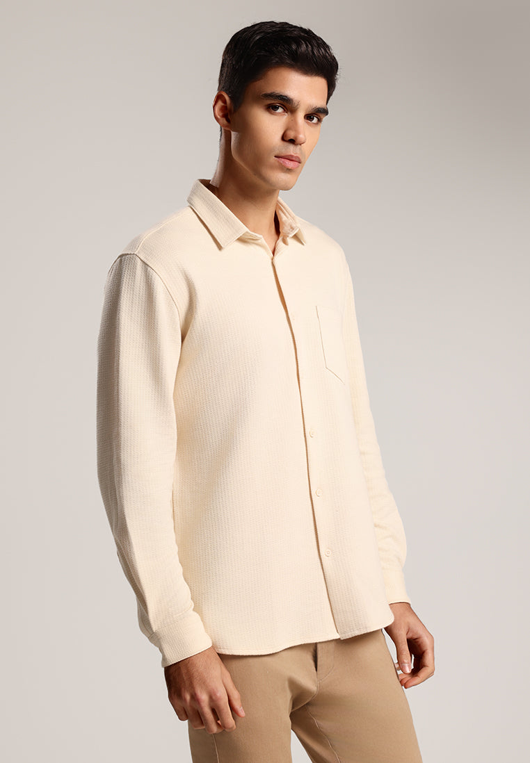 MOC - Kemeja Polos Pria Lengan Panjang Skye - Khaki