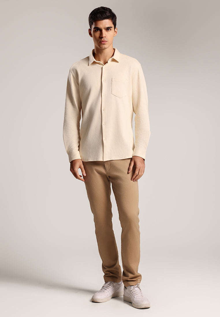 MOC - Kemeja Polos Pria Lengan Panjang Skye - Khaki