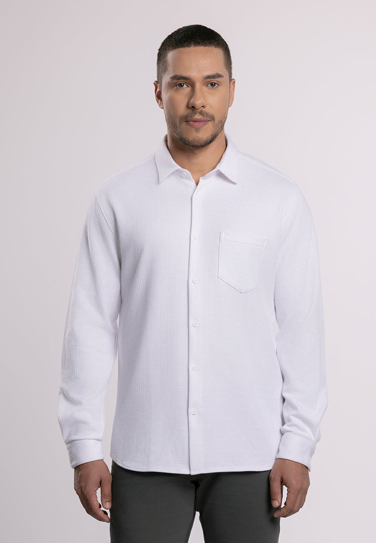 MOC - Kemeja Polos Pria Lengan Panjang Skye -  White