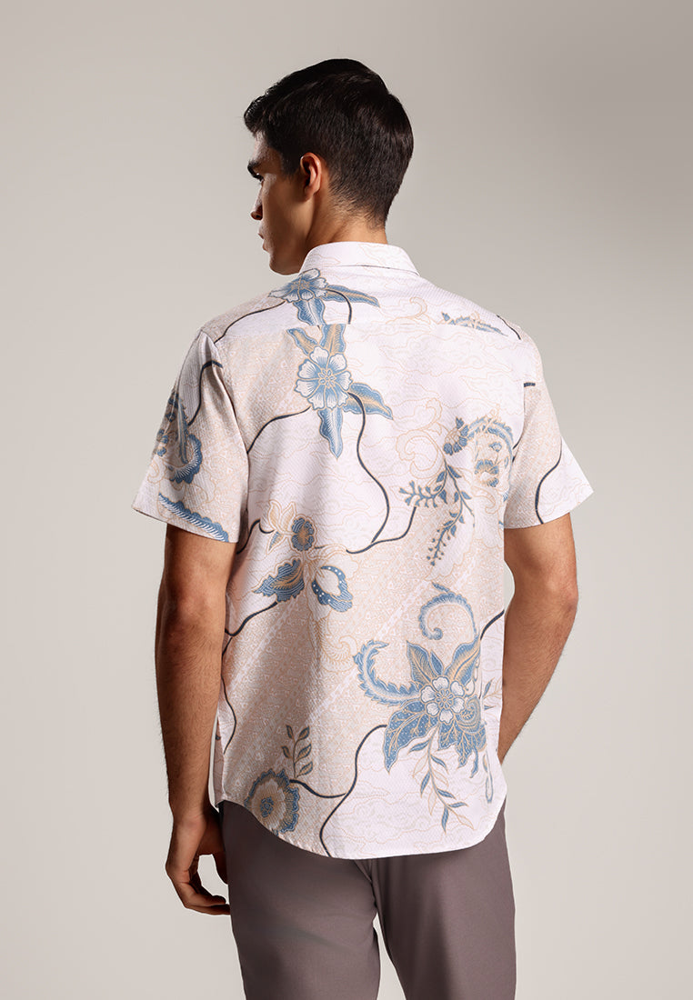 MOC - Kemeja Batik Pria Lengan Pendek Songkran - Beige