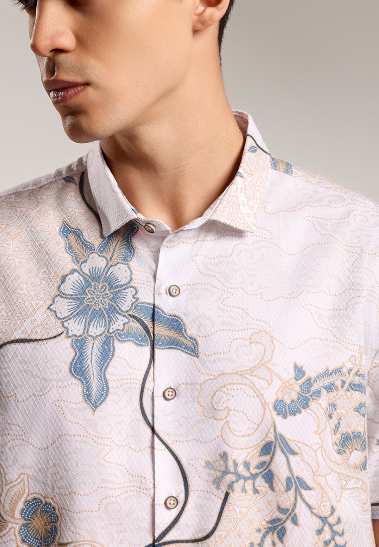 MOC - Kemeja Batik Pria Lengan Pendek Songkran - Beige