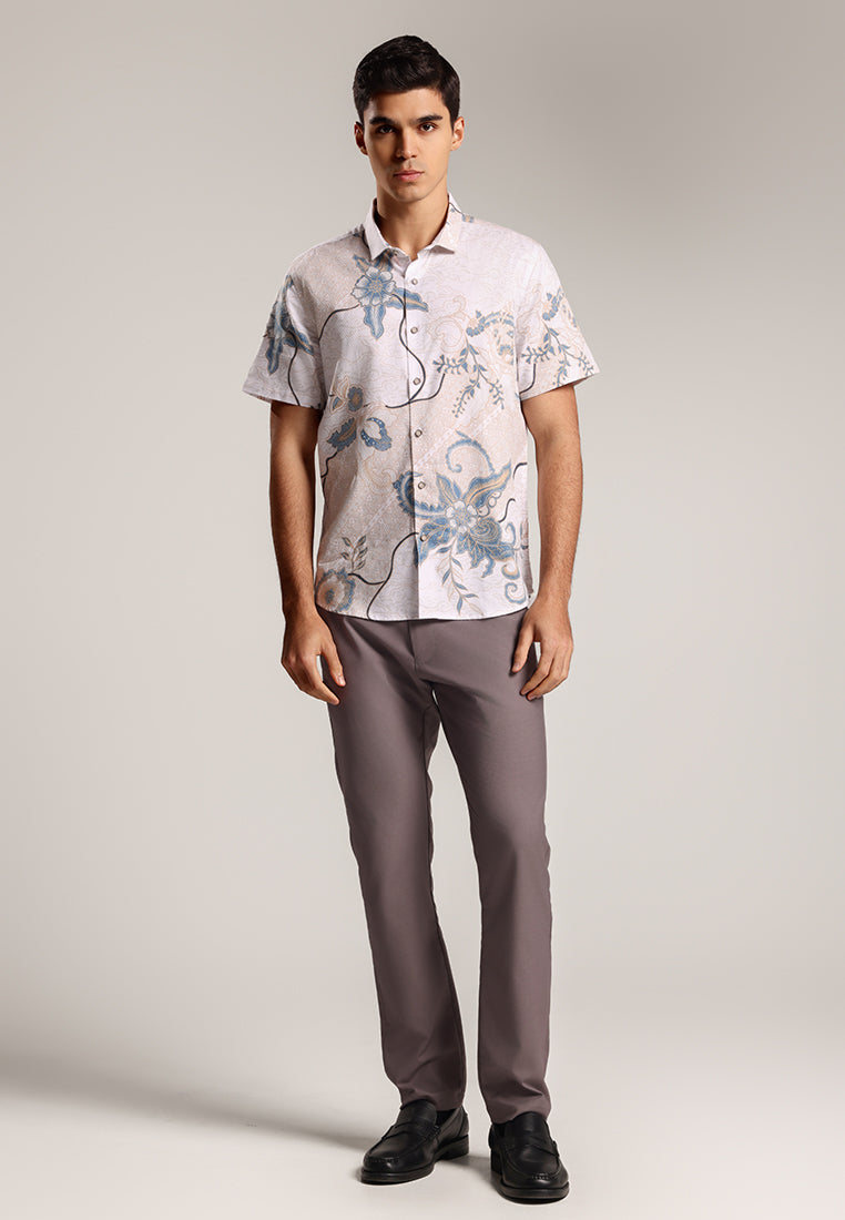 MOC - Kemeja Batik Pria Lengan Pendek Songkran - Beige