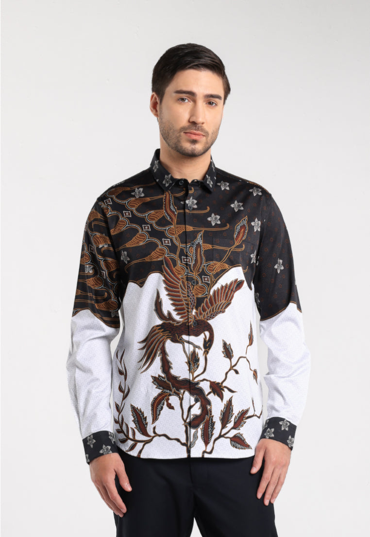 MOC - Kemeja Batik Pria Lengan Panjang Sukhothai - White