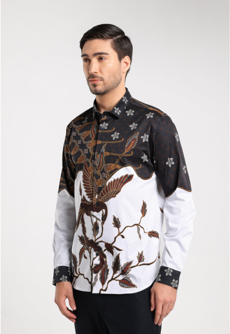 MOC - Kemeja Batik Pria Lengan Panjang Sukhothai - White