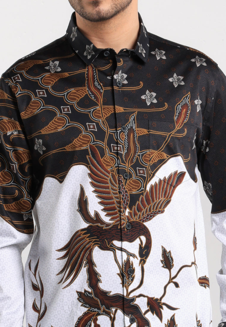 MOC - Kemeja Batik Pria Lengan Panjang Sukhothai - White
