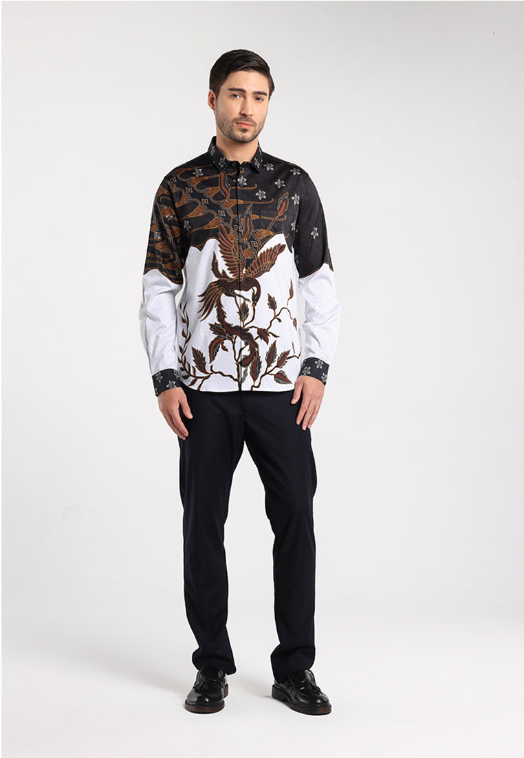 MOC - Kemeja Batik Pria Lengan Panjang Sukhothai - White