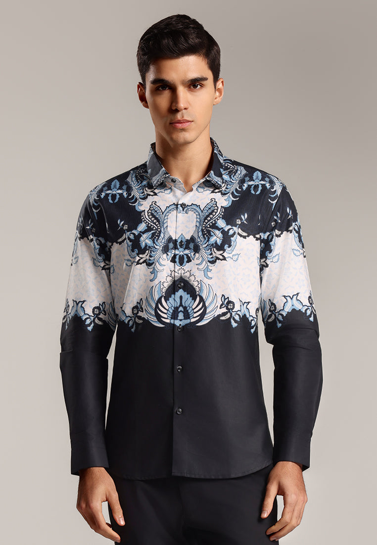 MOC - Kemeja Batik Pria Lengan Panjang Suvarna - White