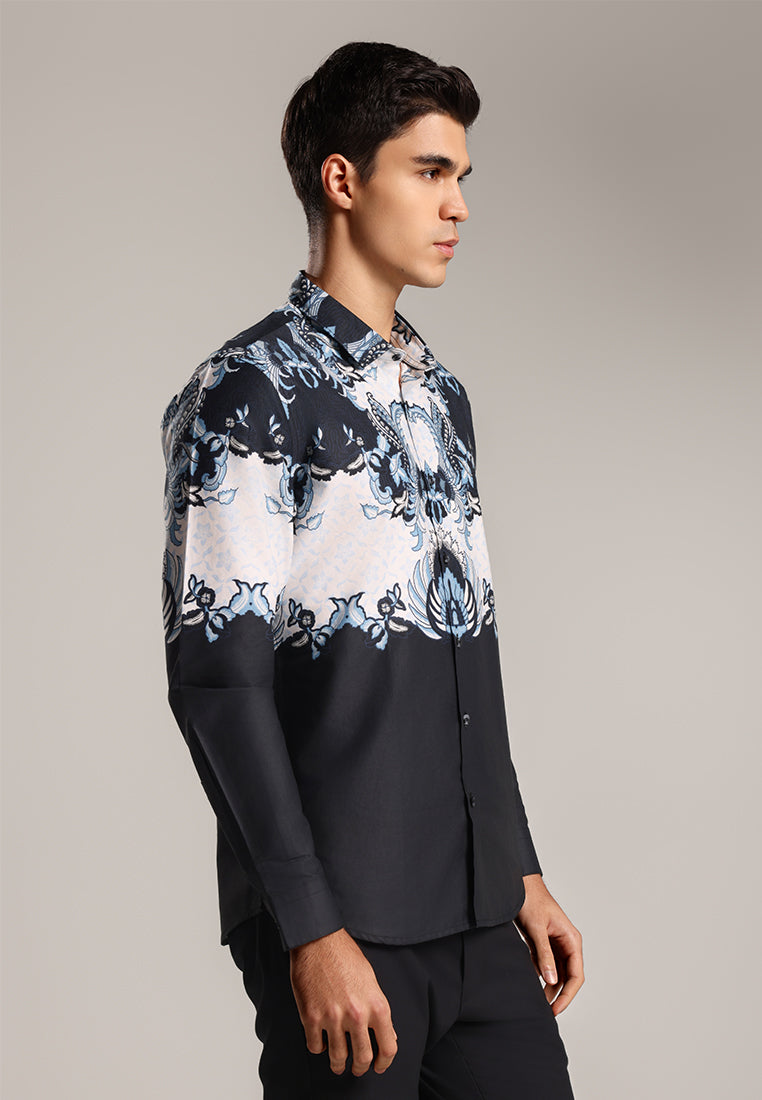MOC - Kemeja Batik Pria Lengan Panjang Suvarna - White