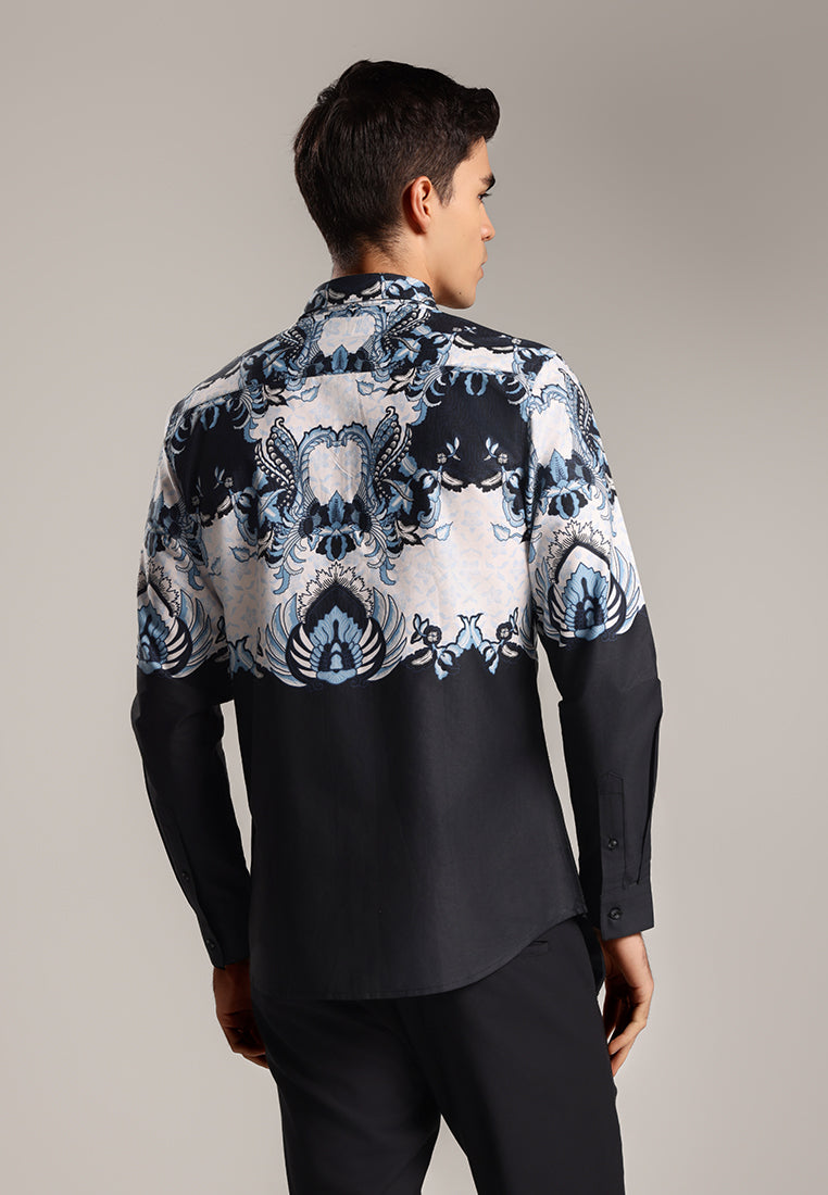 MOC - Kemeja Batik Pria Lengan Panjang Suvarna - White