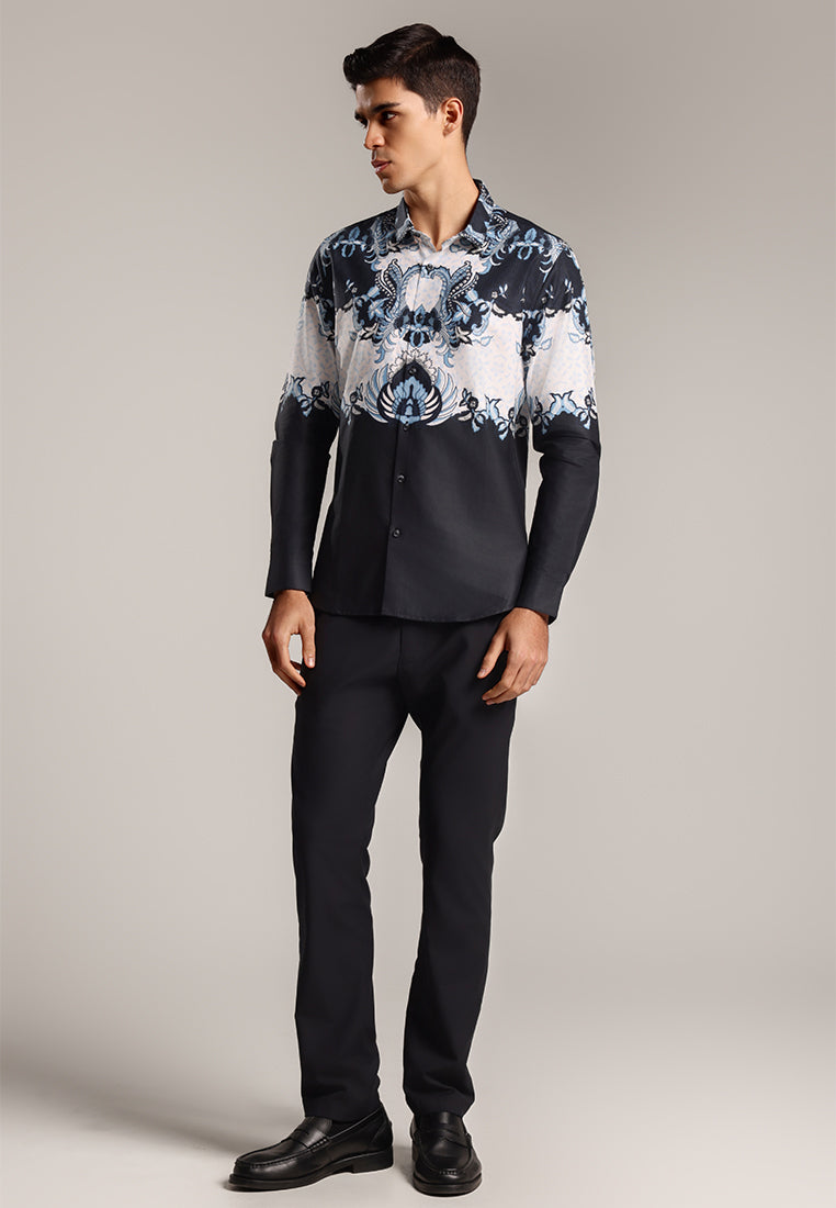 MOC - Kemeja Batik Pria Lengan Panjang Suvarna - White