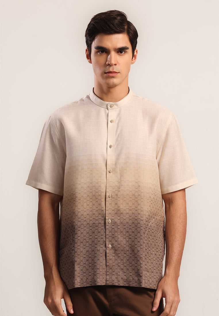 MOC Kemeja Koko Lengan Pendek Pria Syafi - Beige