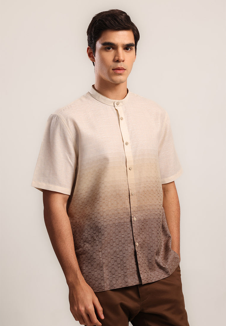 MOC Kemeja Koko Lengan Pendek Pria Syafi - Beige