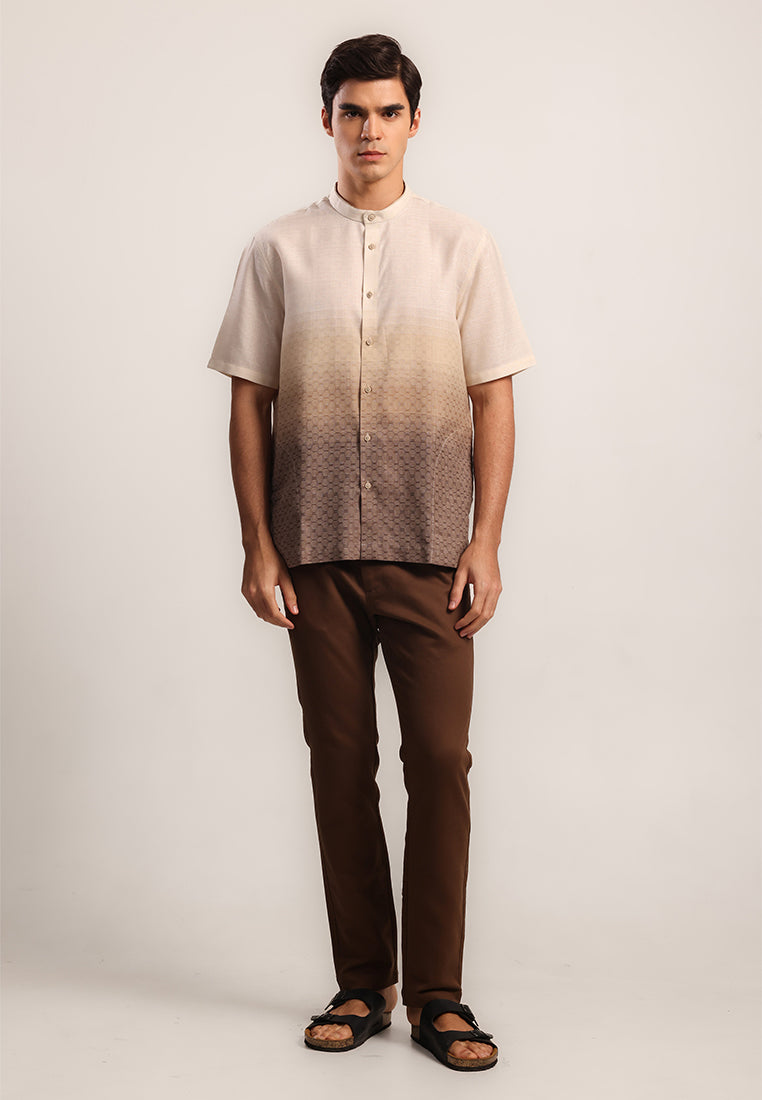 MOC Kemeja Koko Lengan Pendek Pria Syafi - Beige