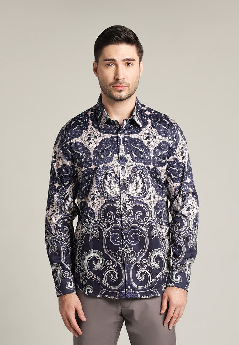 MOC - Kemeja Batik Pria Lengan Panjang Thammarat - Black