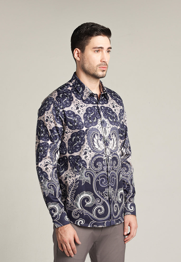 MOC - Kemeja Batik Pria Lengan Panjang Thammarat - Black
