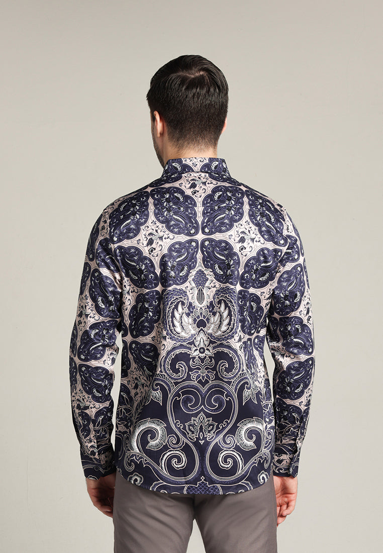 MOC - Kemeja Batik Pria Lengan Panjang Thammarat - Black