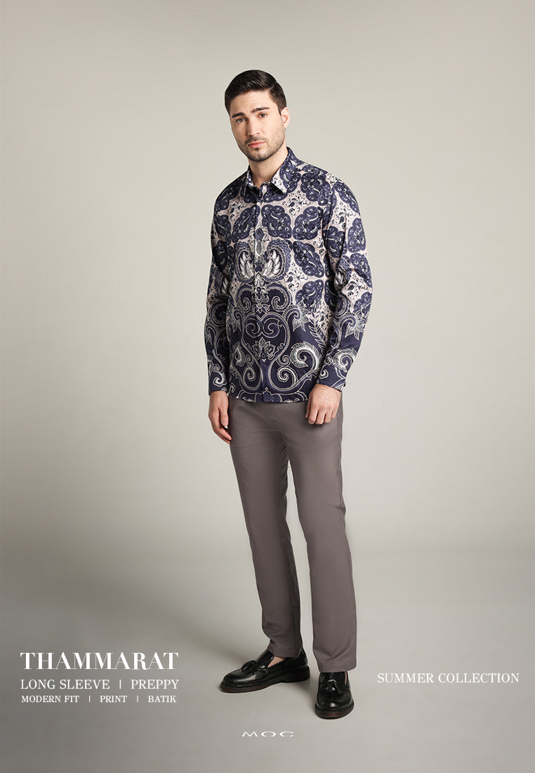 MOC - Kemeja Batik Pria Lengan Panjang Thammarat - Black