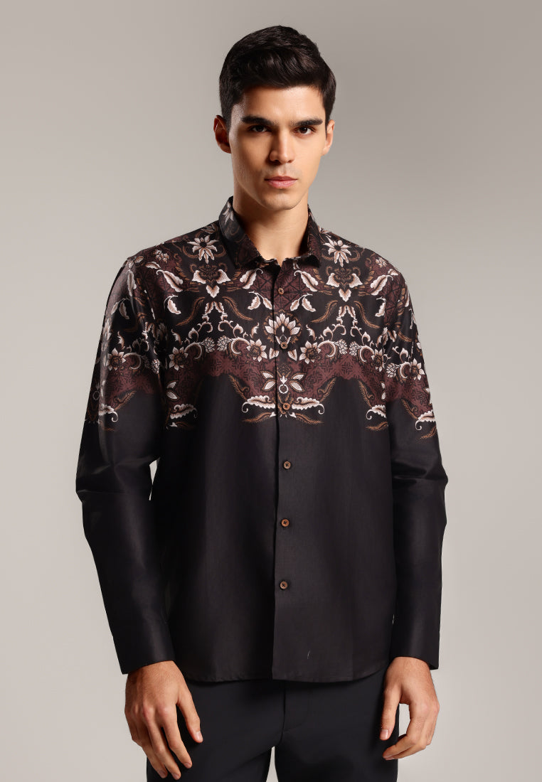 MOC - Kemeja Batik Pria Lengan Panjang Thantawan - Black