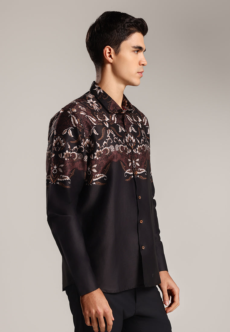 MOC - Kemeja Batik Pria Lengan Panjang Thantawan - Black