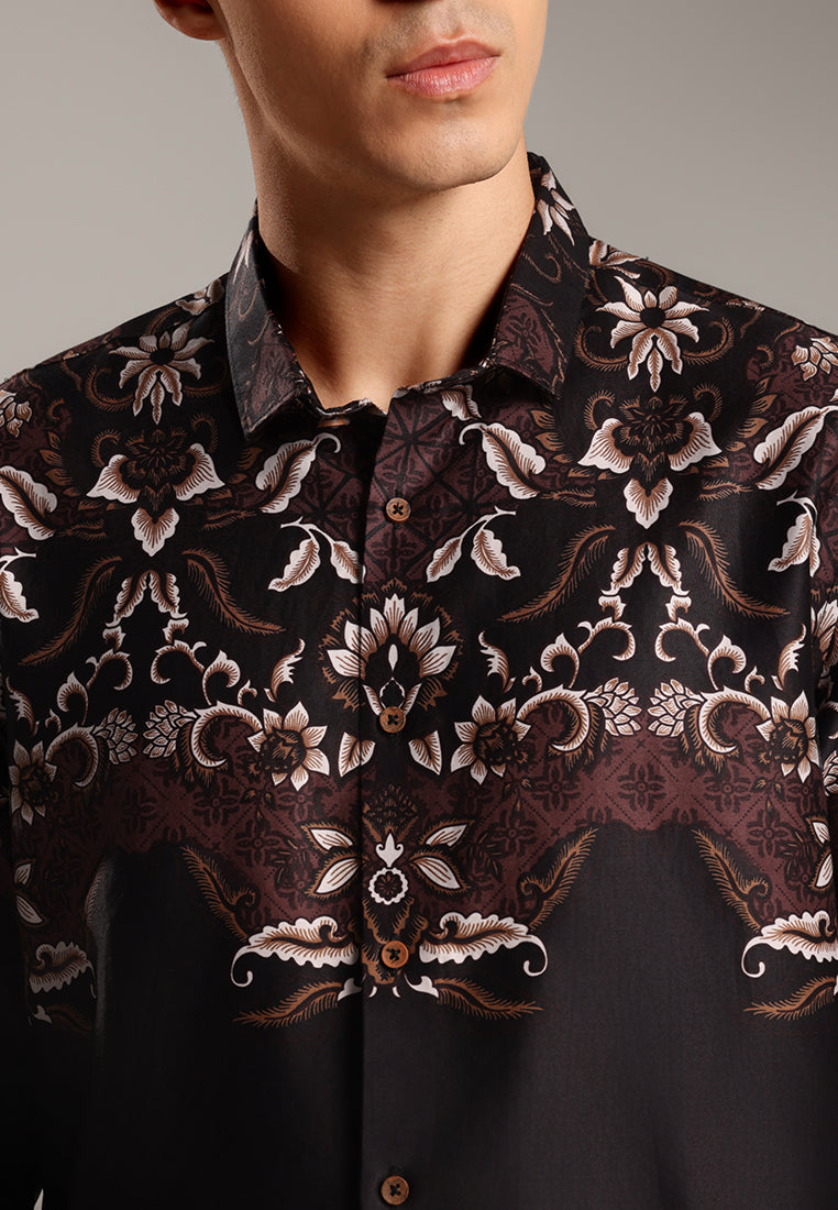 MOC - Kemeja Batik Pria Lengan Panjang Thantawan - Black